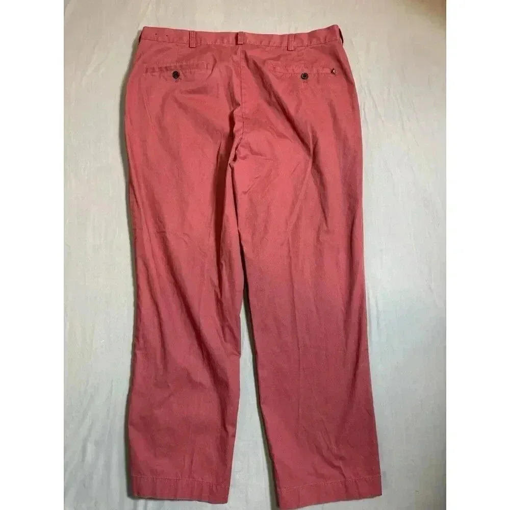 Brooks Brothers 346 Chino Pants Mens 38x28 Red Salmon Relaxed Preppy - Picture 2 of 7
